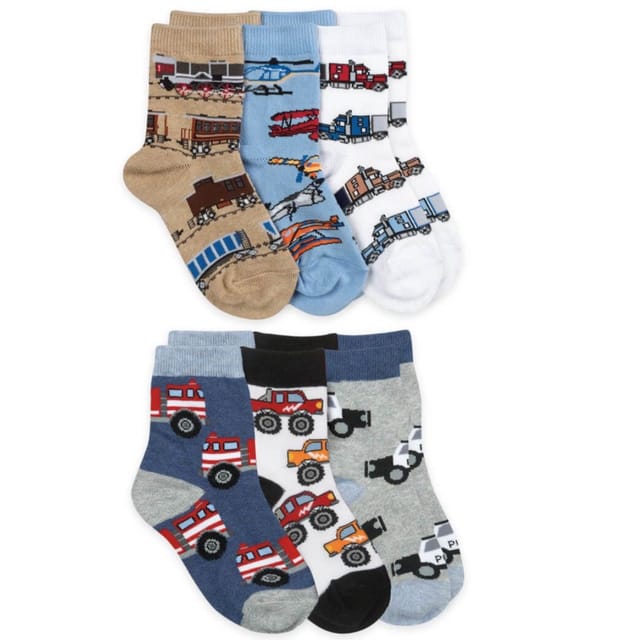 JS 6Pk Transportation Crew Socks-1182