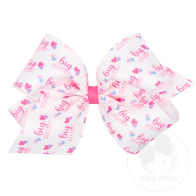 WO King Printed Grosgrain HairBow-Big Sister