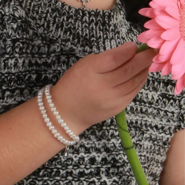 CM Sterling Silver Double Strand Pearl Bracelet