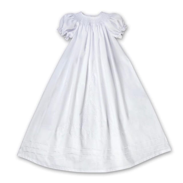 Rosalina White Christening Gown-Emb Front