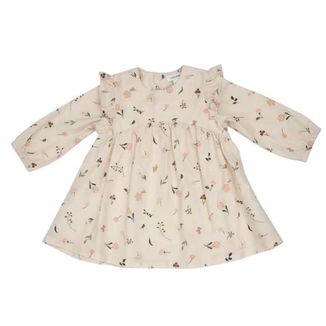 AD Corduroy Ruffle Shoulder Dress-Floating Floral