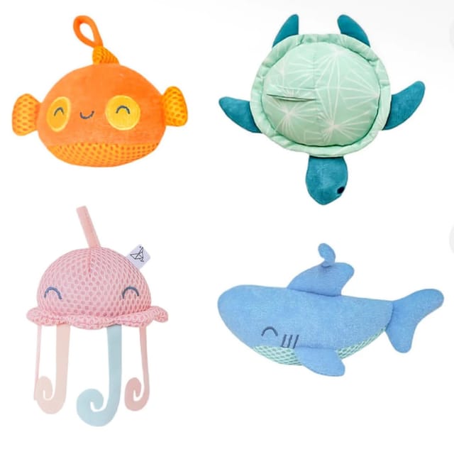 Copper Pearl 4Pc Plush Bath Toy Set-Oceana