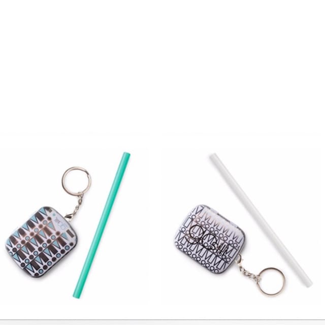 SS Siliskin Reusable Silicone Straw & Keychain Case-Asst