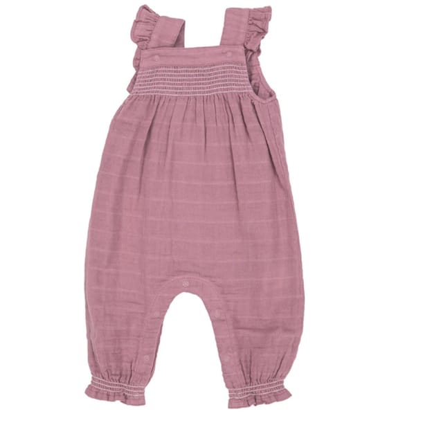 AD Muslin Smocked Overall-Fox Glove