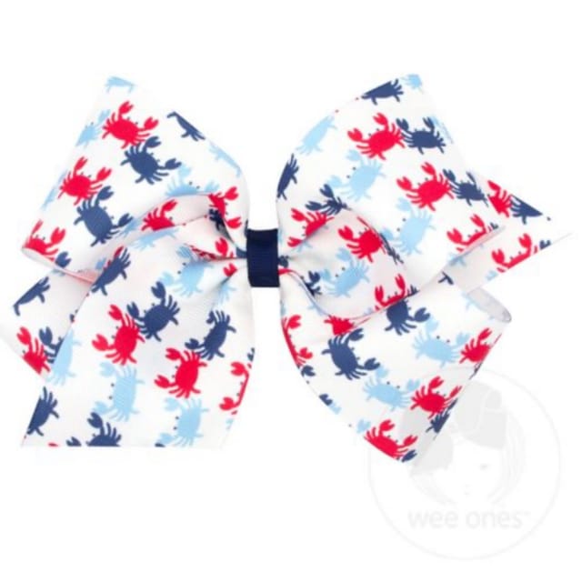 WO King Nautical Crab Print Bow