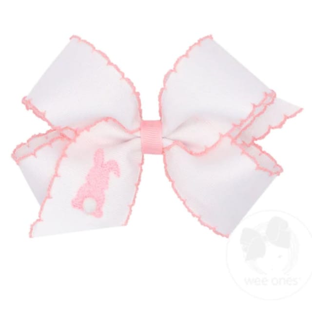 WO Med. Grosgrain Bow w/Emb. Bunny