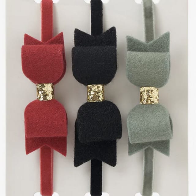 EB 3Pk Velvet and Gold Glitter Accent Headband