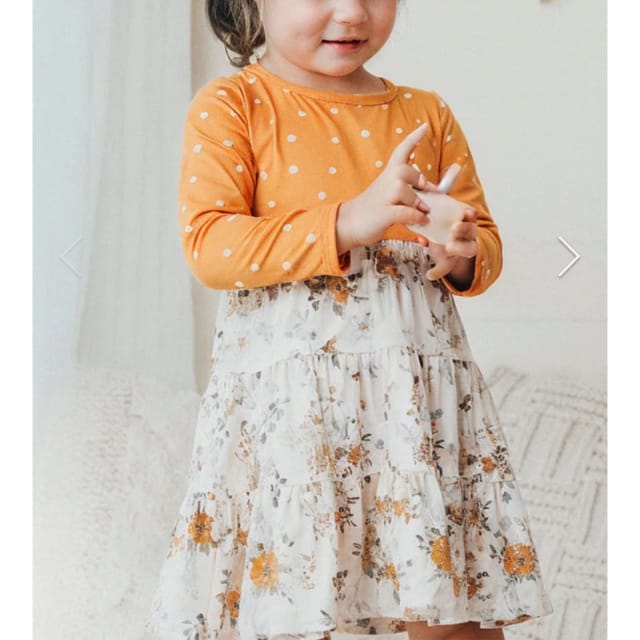 HD Floral Print Dress-Orange