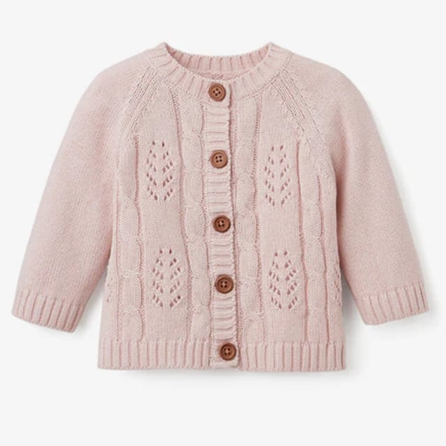 EB Pointelle Knit Baby Cardigan-Blush