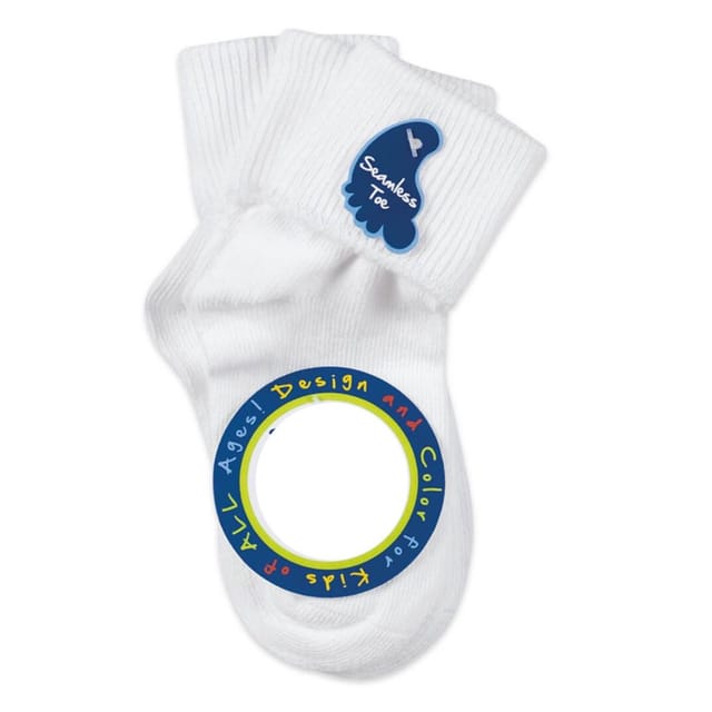 JS 3Pk Turn Cuff Socks-White-(32200)