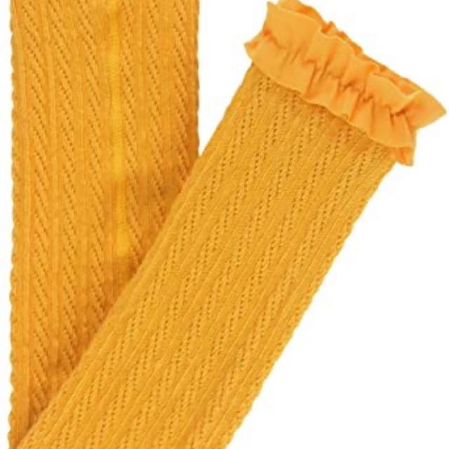 RB Cable Knit Footless Tights-Golden Yellow