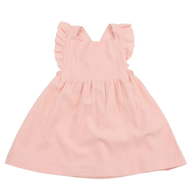 AD Corduroy Pinafore Dress-Pink