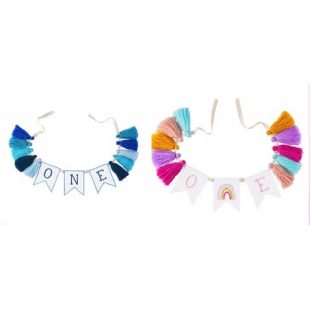 MP 1st Birthday Banner-Pink/Blue