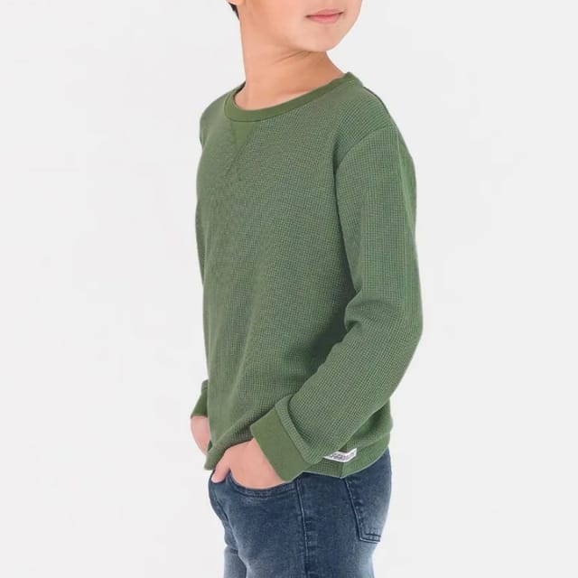 RB Waffle Knit LS Shirt-Sea Spray