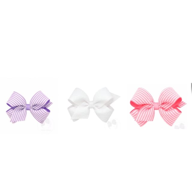 WO Med. Seersucker/Grosgrain Overlay Bow-Asst.