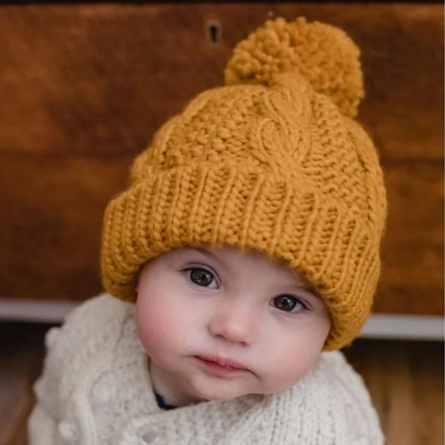 HL Cable Knit Beanie-Safron