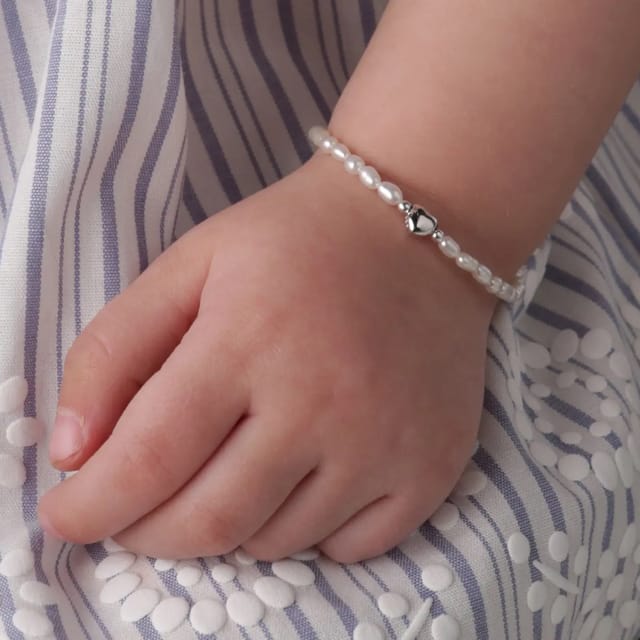 CM Sterling Silver Pearl w/Heart Bracelet