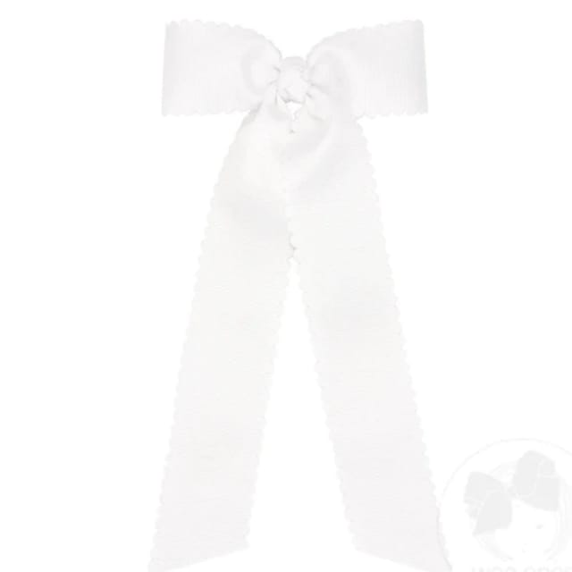 WO Med Scalloped Edge Bowtie W/ Tails-White