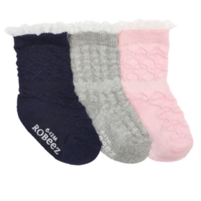 Robeez 3Pk Socks-Pretty Cables