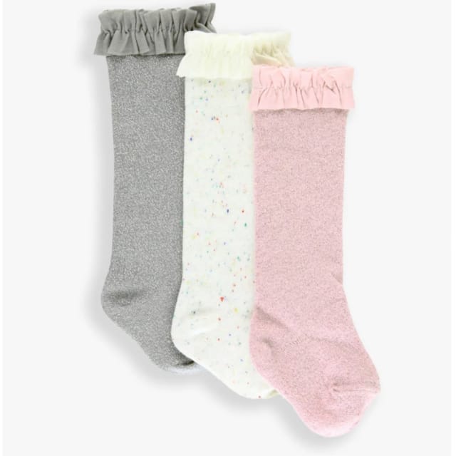 RB 3Pk Knee High Socks-Conf/Grey/Pink