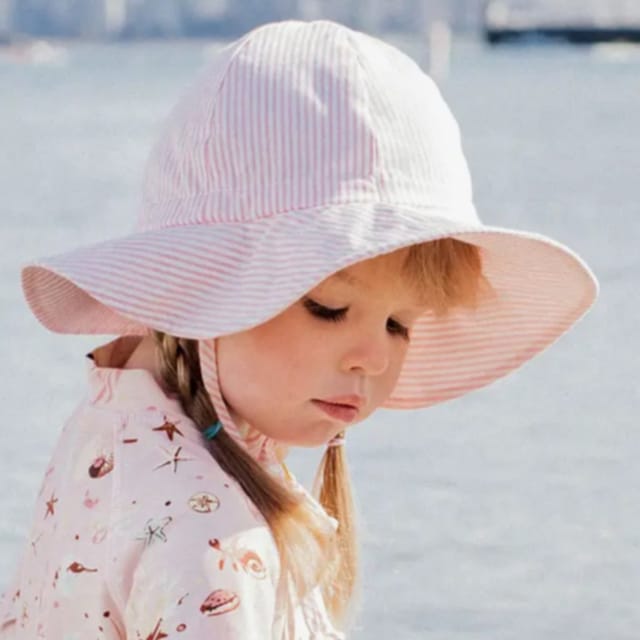 J&J Cotton Floppy Sunhat-Pink Stripes