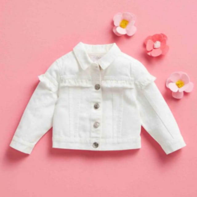 MP White Denim Ruffle Jacket