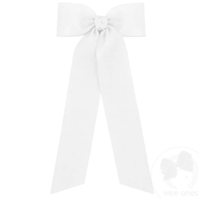 WO Medium Grosgrain Bowtie W/ Tails- White