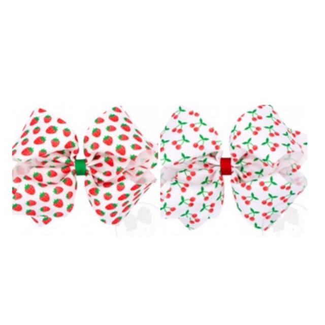 WO Medium Fruit Print Grosgrain Bow-Asst.