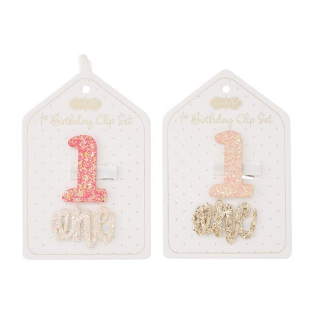 MP 1st Bday 2Pc Hair Clip Set-Asst.