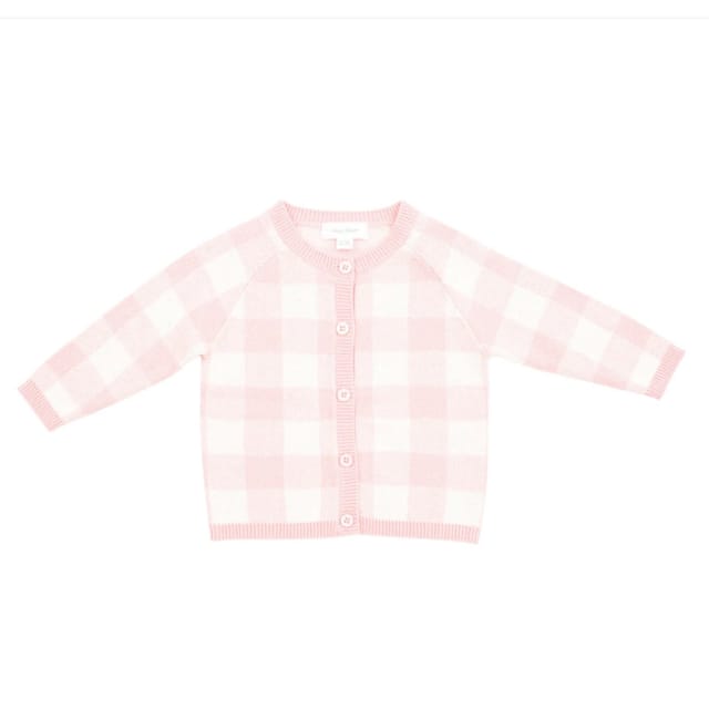 AD Gingham Cardigan-Pink