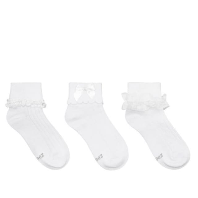 Robeez 3Pk Classic White Turn Cuff Socks