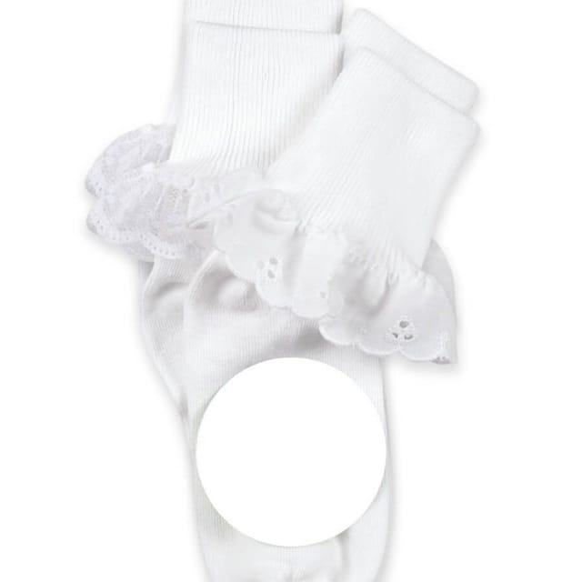 JS 2Pk Wht Eyelit/Lace Socks-2152
