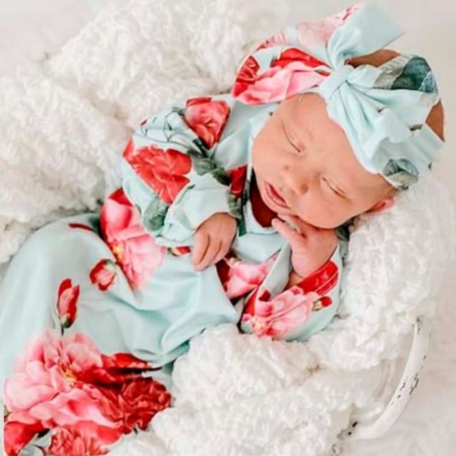 AS Gown & Headband Set-Teal Rose