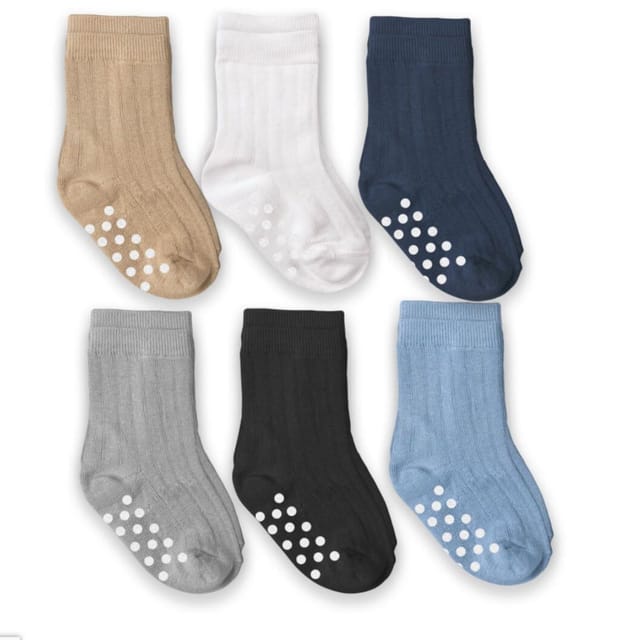 JS 6Pk Non-Skid Rib Crew Socks-62158