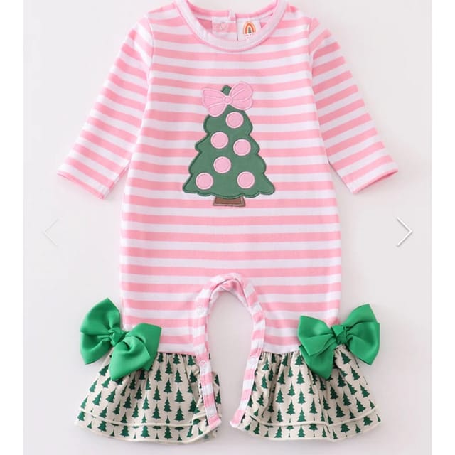 HD Pink Christmas Tree Romper