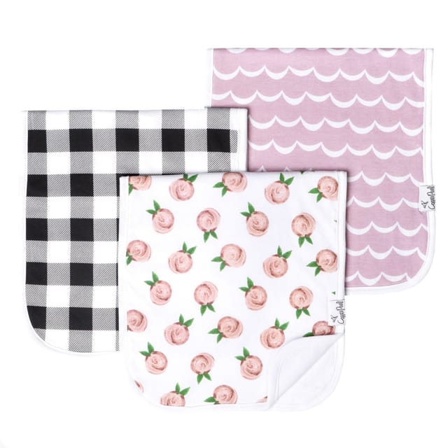 Copper Pearl 3 Pk Burp Cloths-Asst