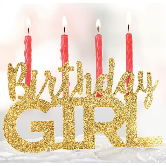 MP Birthday Girl Candle Holder Cake Topper