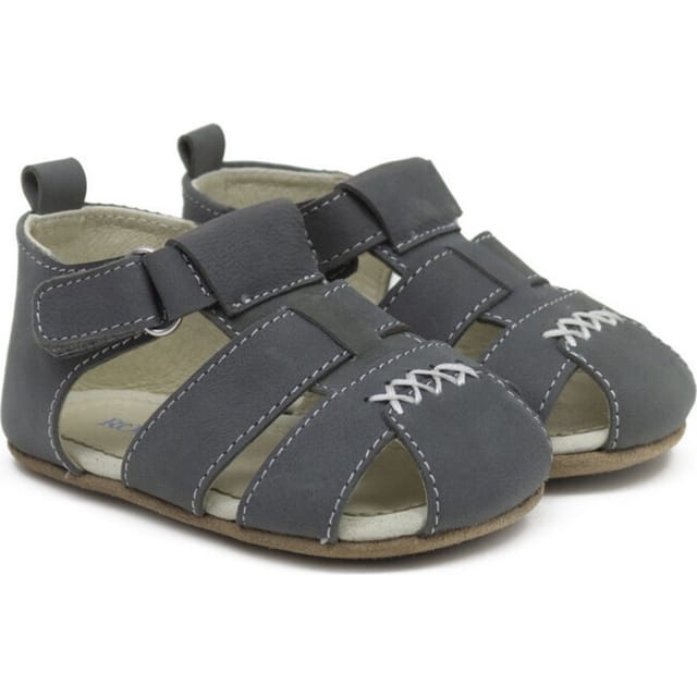 Robeez First Kicks Sandals - Lucas Charcoal