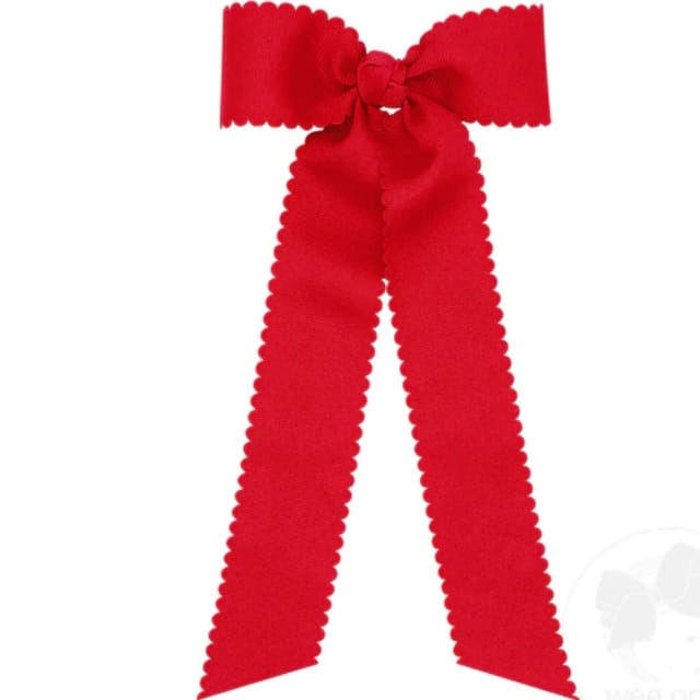 WO Med Scalloped Edge Bowtie W/ Tails-Red