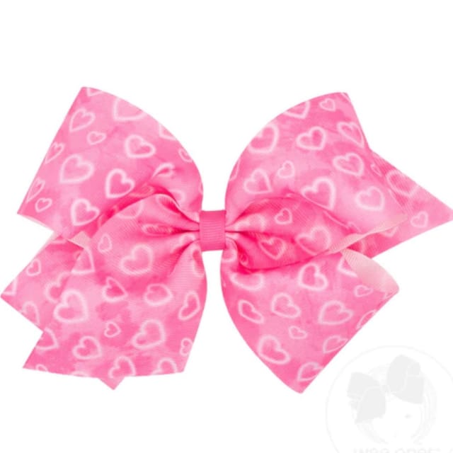 WO King Heart Print Bow-Pink