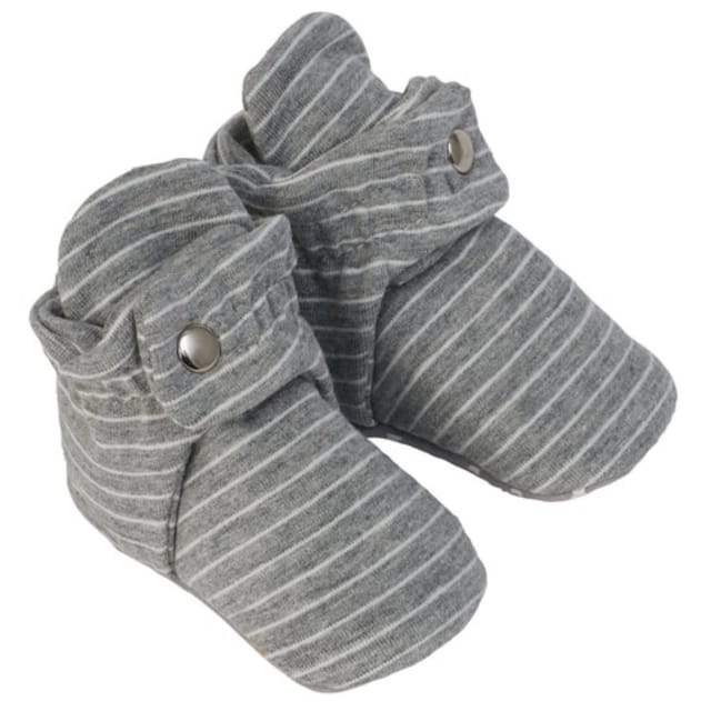 Robeez Snap Booties-Grey Stripe-3/6M