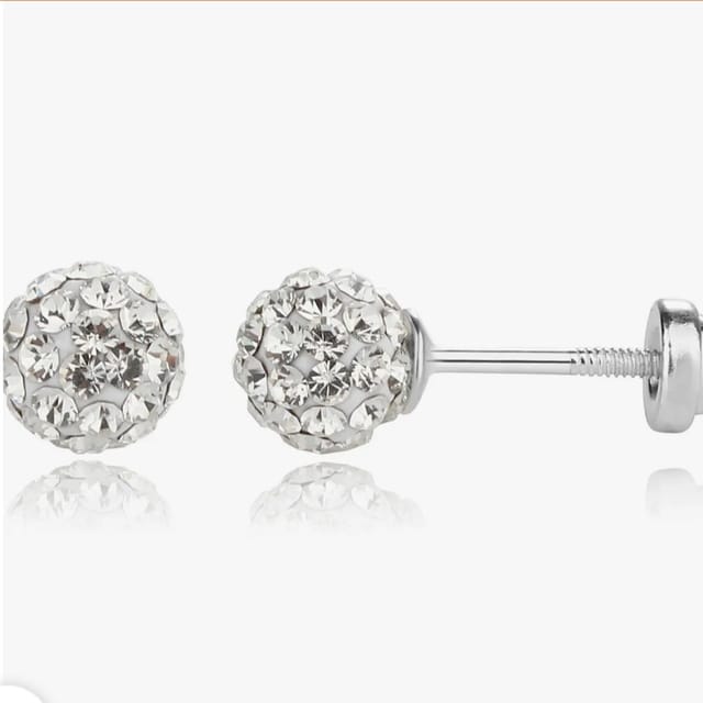 CM Sterling Silver Clear Stardust Ball Earrings