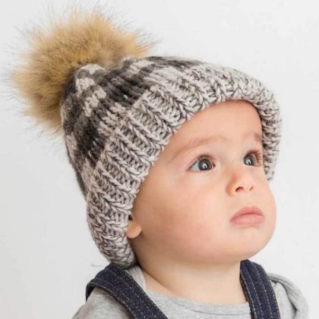 HL Buffalo Check Pom Pom Hat-Grey