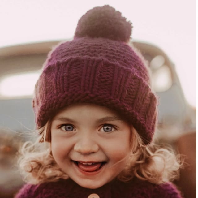 HL Garter Stitch Beanie-Plum