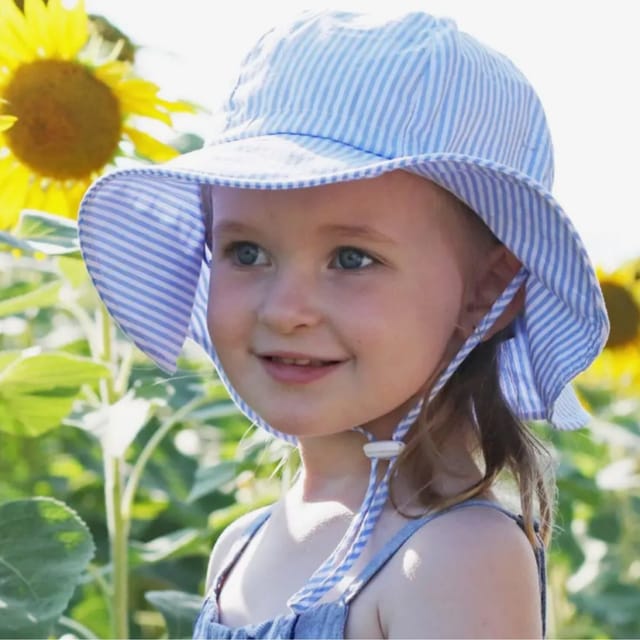J&J Cotton Floppy Sunhat-Blue Stripes