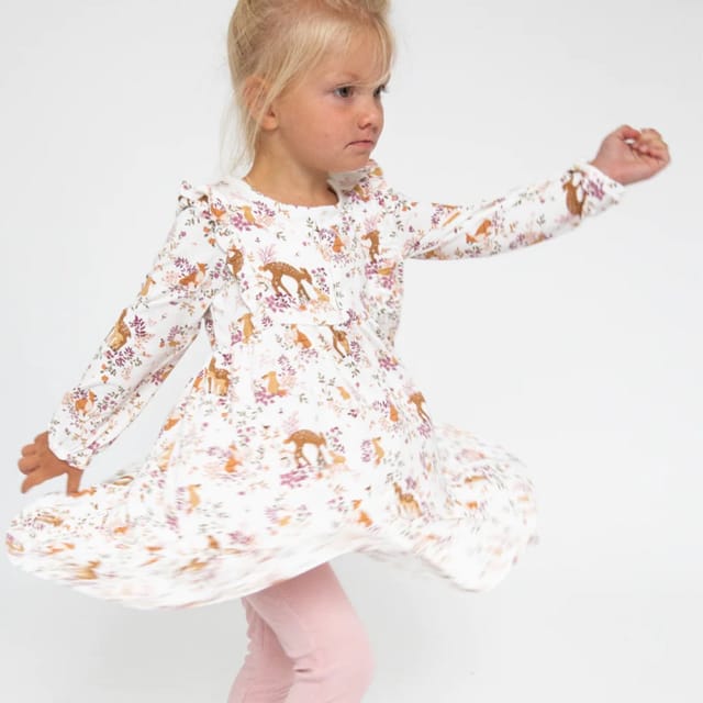 AD Ruffle Tiered Dress & Leggings Set-Pretty Woodlands