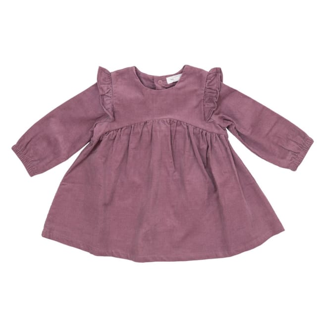 AD Corduroy Ruffle Shoulder Dress-Dusty Orchid