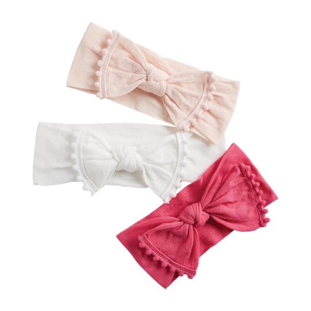 MP Pom Trim Headbands-Hot Pink