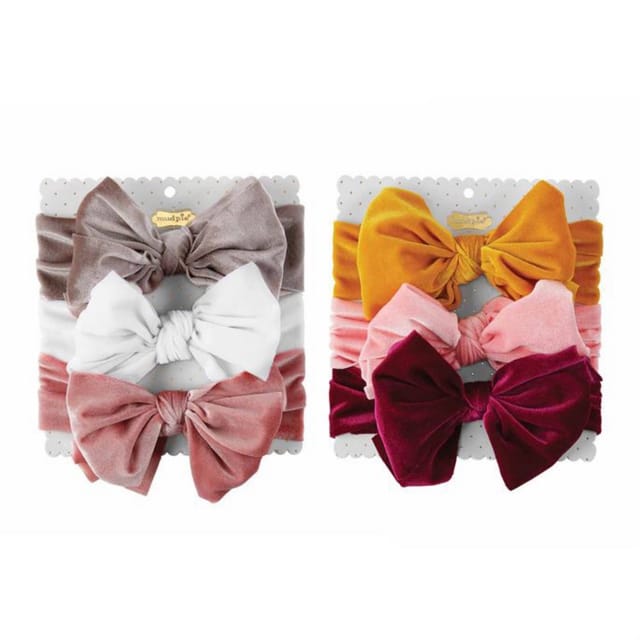 MP Velvet Headband 3Pc Set-Yellow