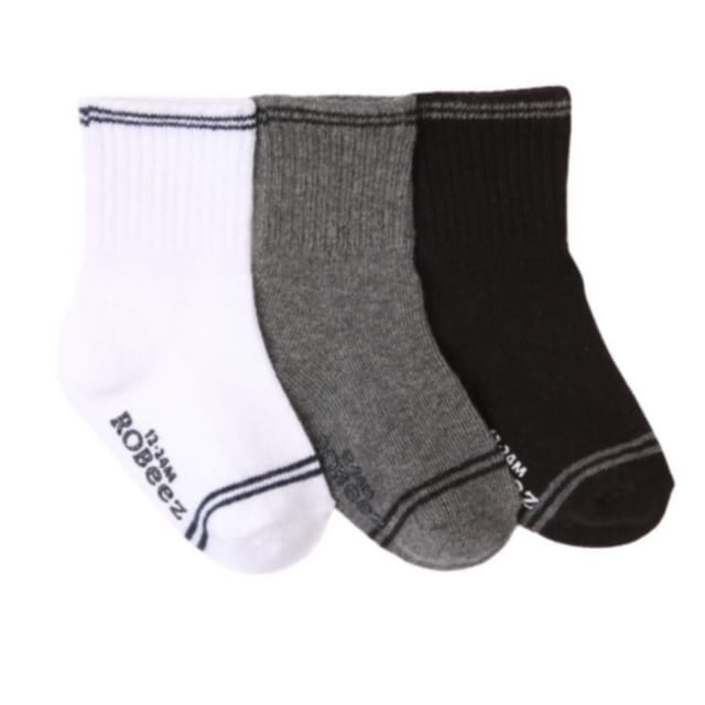 Robeez 3Pk Socks-Goes With Everything Grey